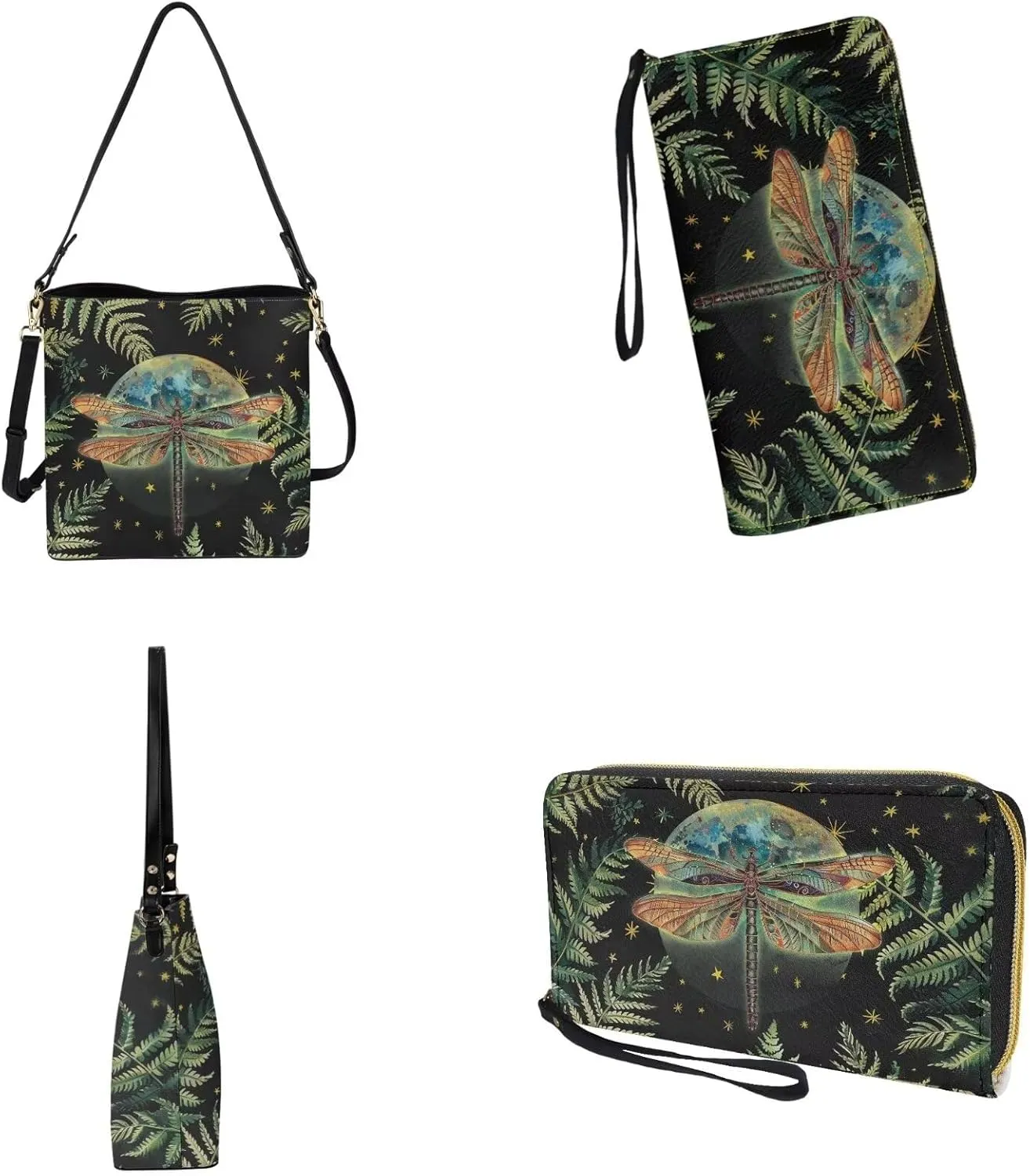 Leather Hobo Bag Set Purses and Handbags for Women Bucket Tote Bag with Wristlet Wallet for Party Work