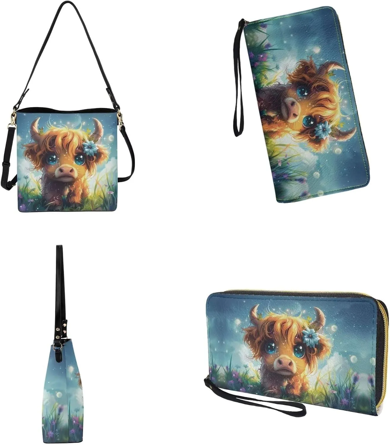 Leather Hobo Bag Set Purses and Handbags for Women Bucket Tote Bag with Wristlet Wallet for Party Work