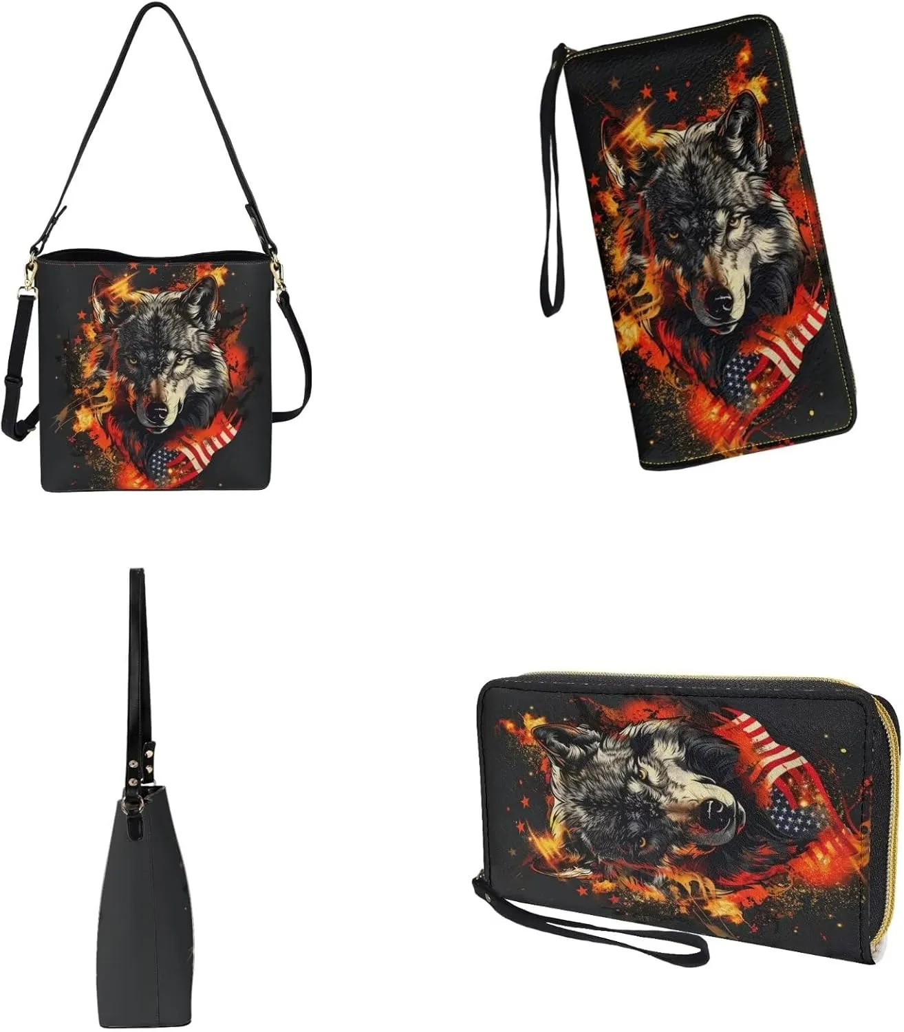 Leather Purses for Women Crossbody Purse Set Large Satchel Purse Bucket Tote Bag with PU Wallet