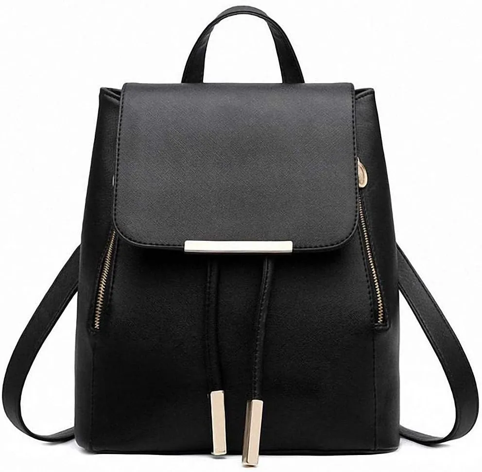 Leather Shoulder Bags Women Square Backpacks Travel Satchel Schoolbags Black