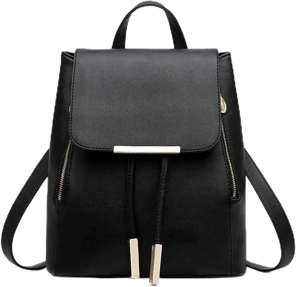 Leather Shoulder Bags Women Square Backpacks Travel Satchel Schoolbags Black