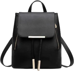 Leather Shoulder Bags Women Square Backpacks Travel Satchel Schoolbags Black