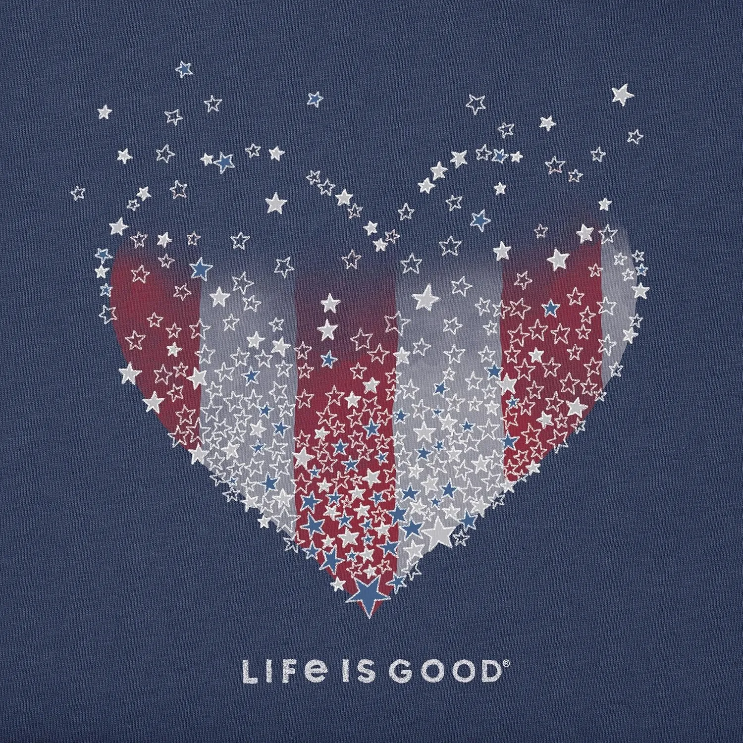 Life is Good. Womens Crusher Vee Heart Of Hearts, Jet Black