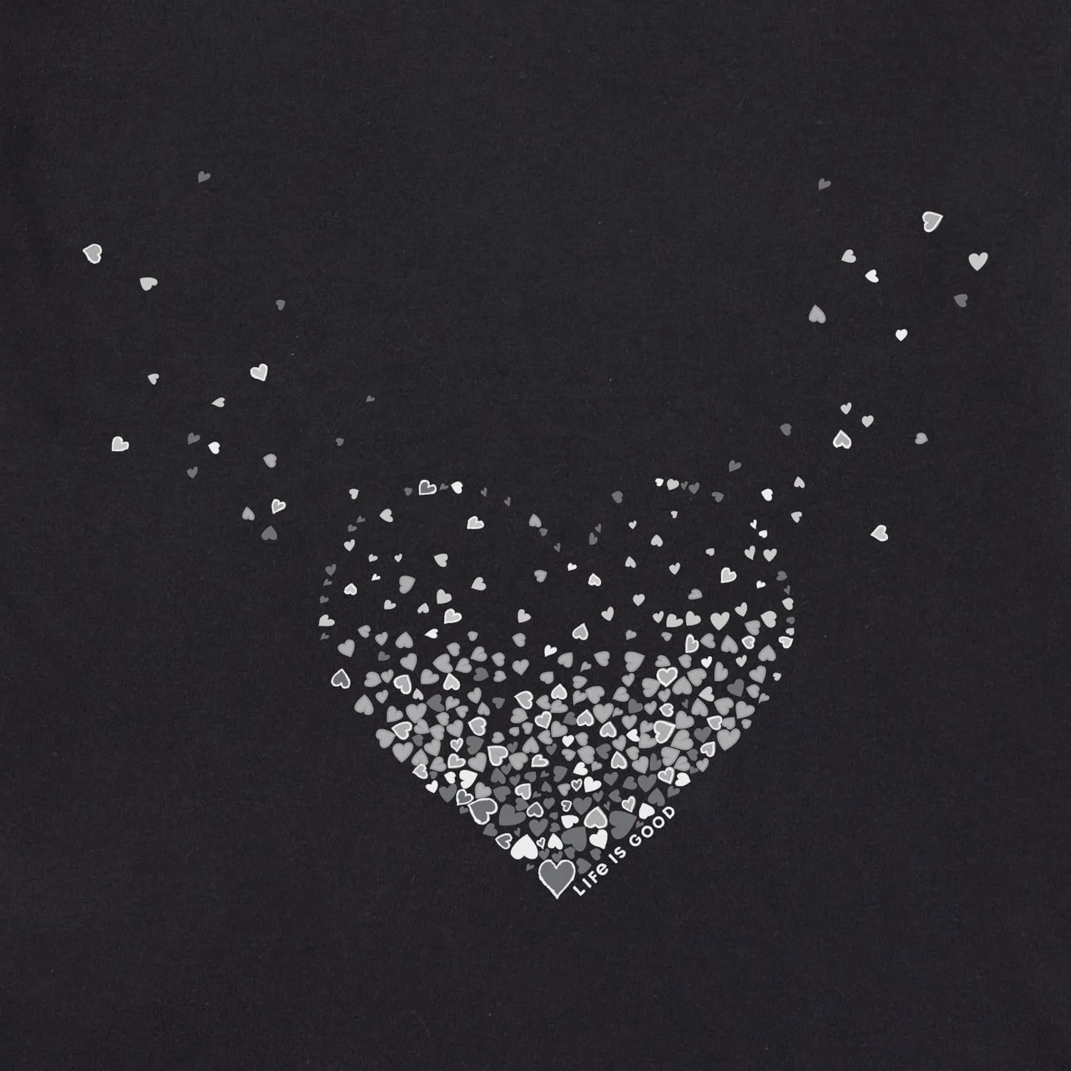 Life is Good. Womens Crusher Vee Heart Of Hearts, Jet Black