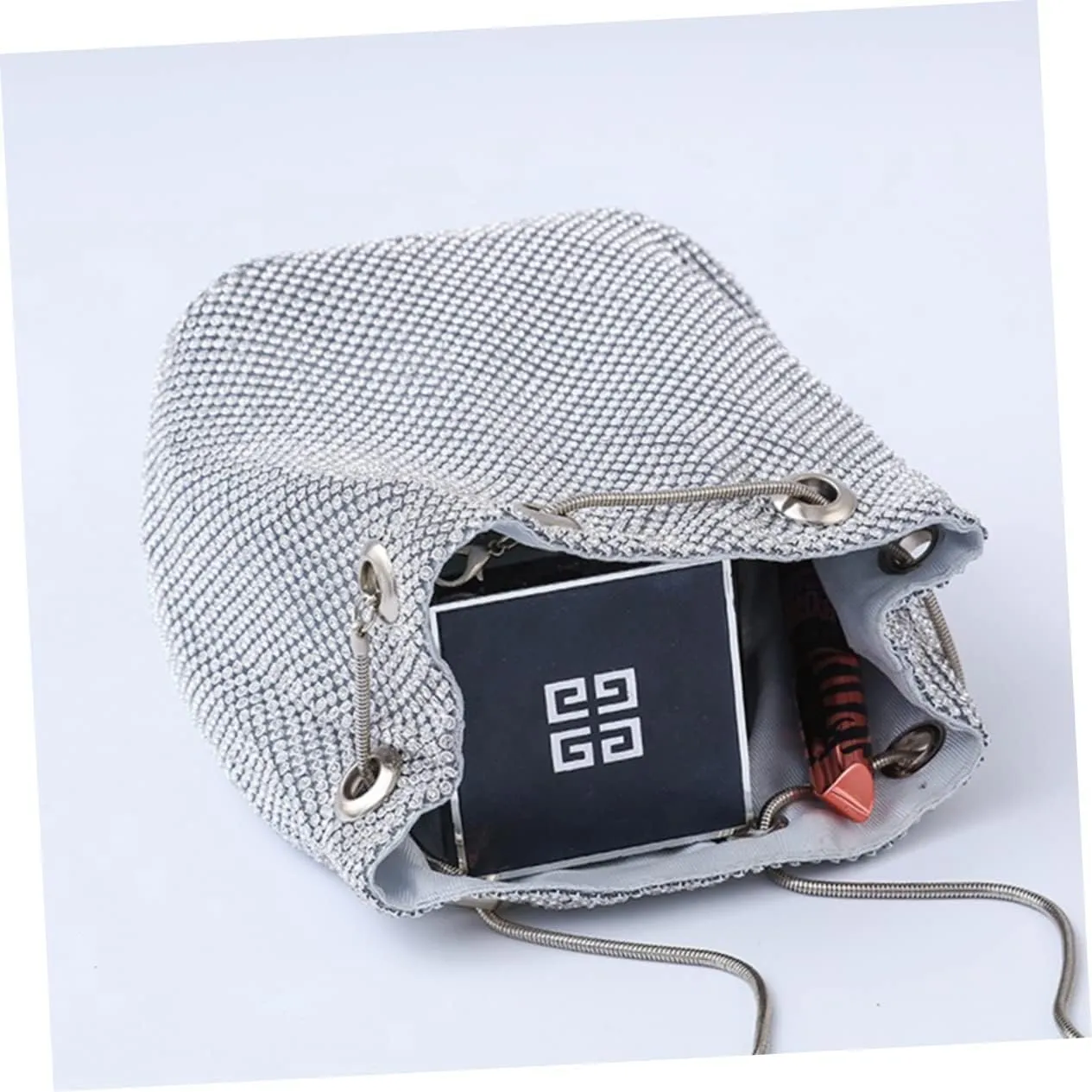 LIFKOME 1pc Crossbody Bag Sequined Bucket Bag Rhinestone Clutches Bag Prom Clutch Bag Car Key Clutch Bag Small