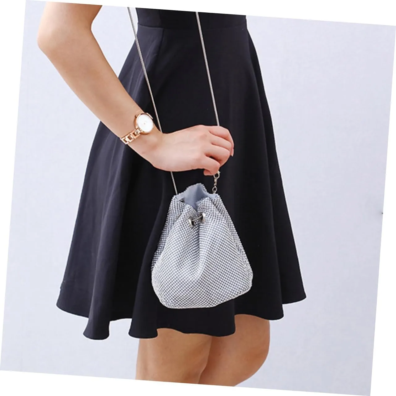 LIFKOME 1pc Crossbody Bag Sequined Bucket Bag Rhinestone Clutches Bag Prom Clutch Bag Car Key Clutch Bag Small