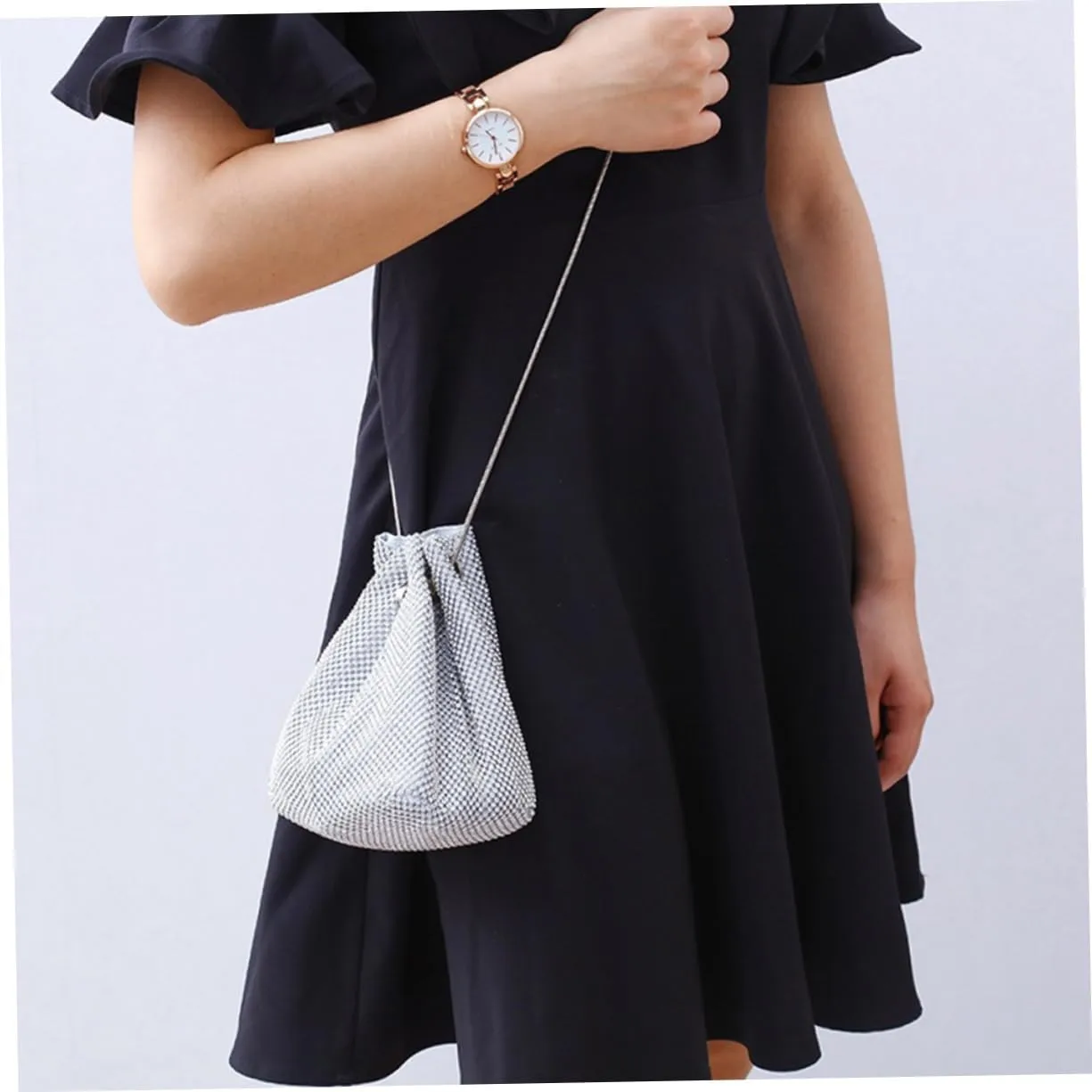 LIFKOME 1pc Crossbody Bag Sequined Bucket Bag Rhinestone Clutches Bag Prom Clutch Bag Car Key Clutch Bag Small