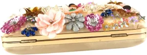 LIFKOME Clutch Evening Purse Floral Beaded Evening Bag Large Capacity Purse for Women Elegant Chain Handbag