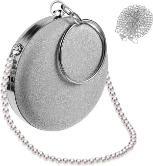 LIFKOME Clutch Purse Set for Women Round Evening Bag with Chain Wedding Banquet Party Handbags Stylish Handbags