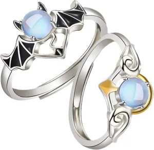LIFKOME Matching Couples Ring Set Angel for Lover Fashionable Couples Jewelry for Valentine's Day Present
