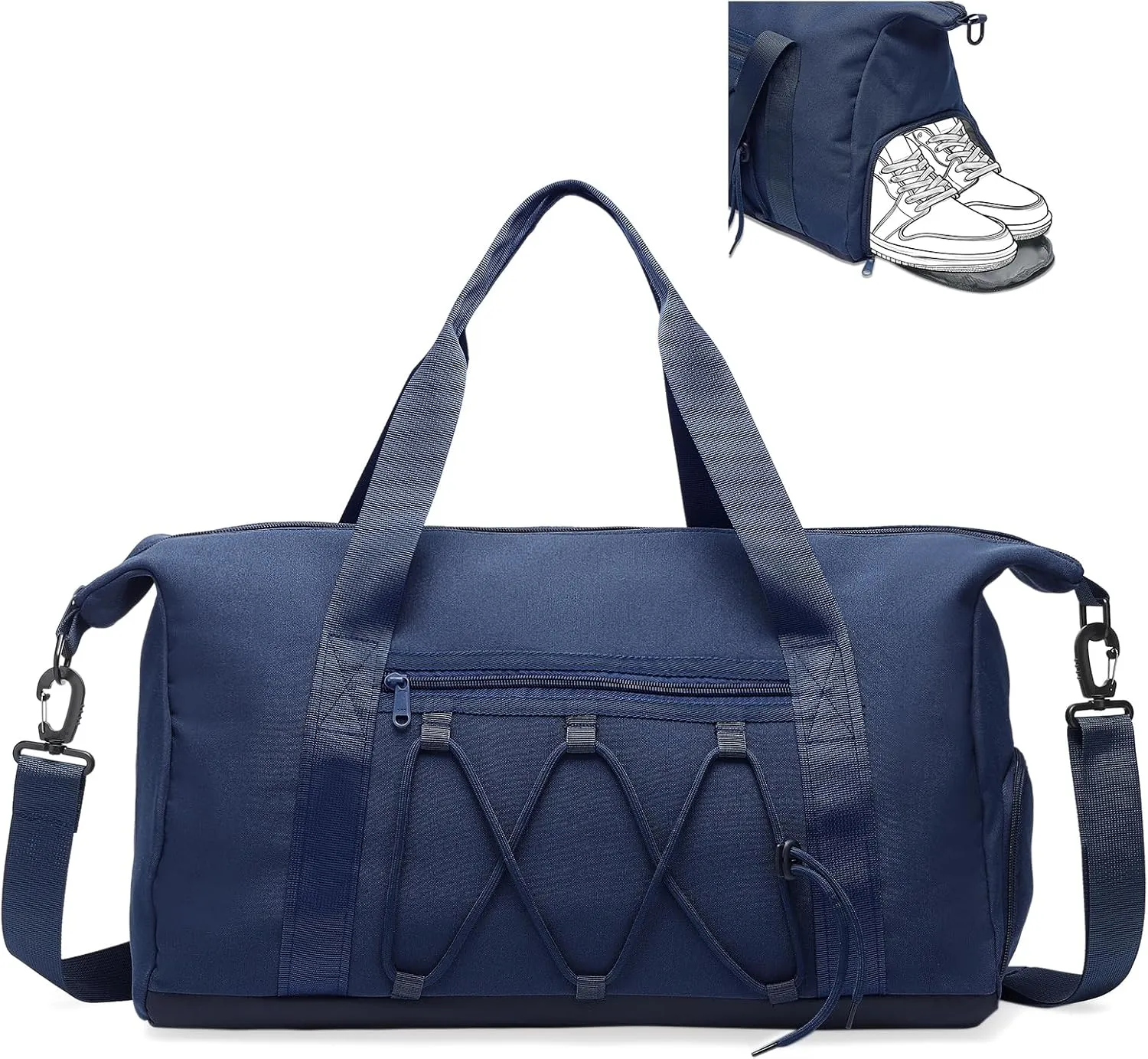 Lightweight Gym Bag for Men & Women, Water Resistant Sports Duffel Bag with Shoe Compartment & Wet Pocket for Travel Weekender & Fitness, Blue