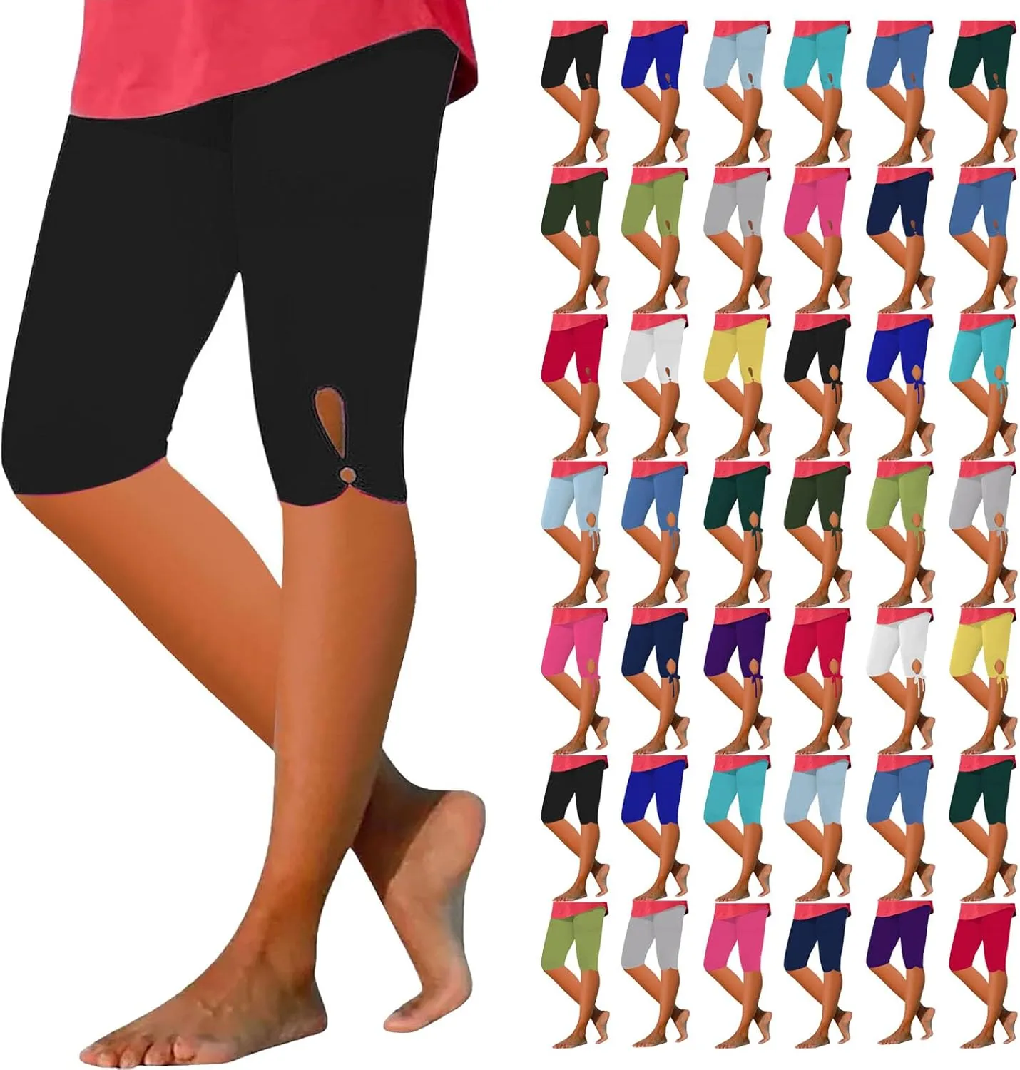 Litetao Capri Leggings for Women Knee Length with Pockets High Waisted Yoga Pants Lightweight Soft Stretch Cropped Trousers