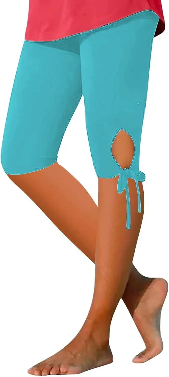 Litetao Capri Leggings for Women Knee Length with Pockets High Waisted Yoga Pants Lightweight Soft Stretch Cropped Trousers