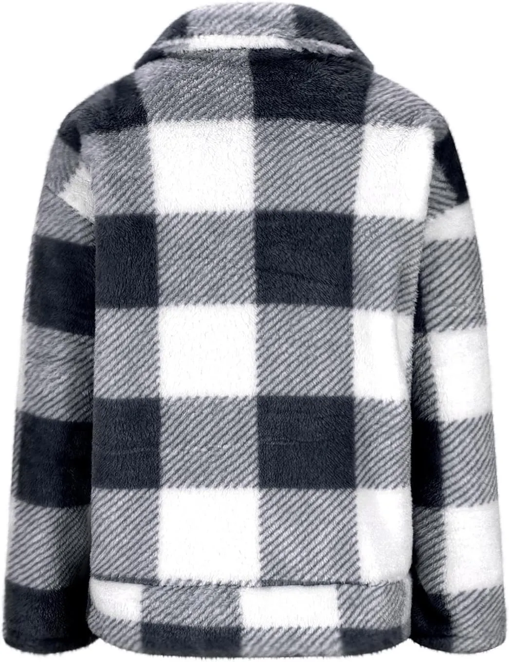 Long Winter Coats for Women Oversized Plaid Print Velvet Jackets Long Sleeve Zipper Cardigan Winter Coat Outerwear