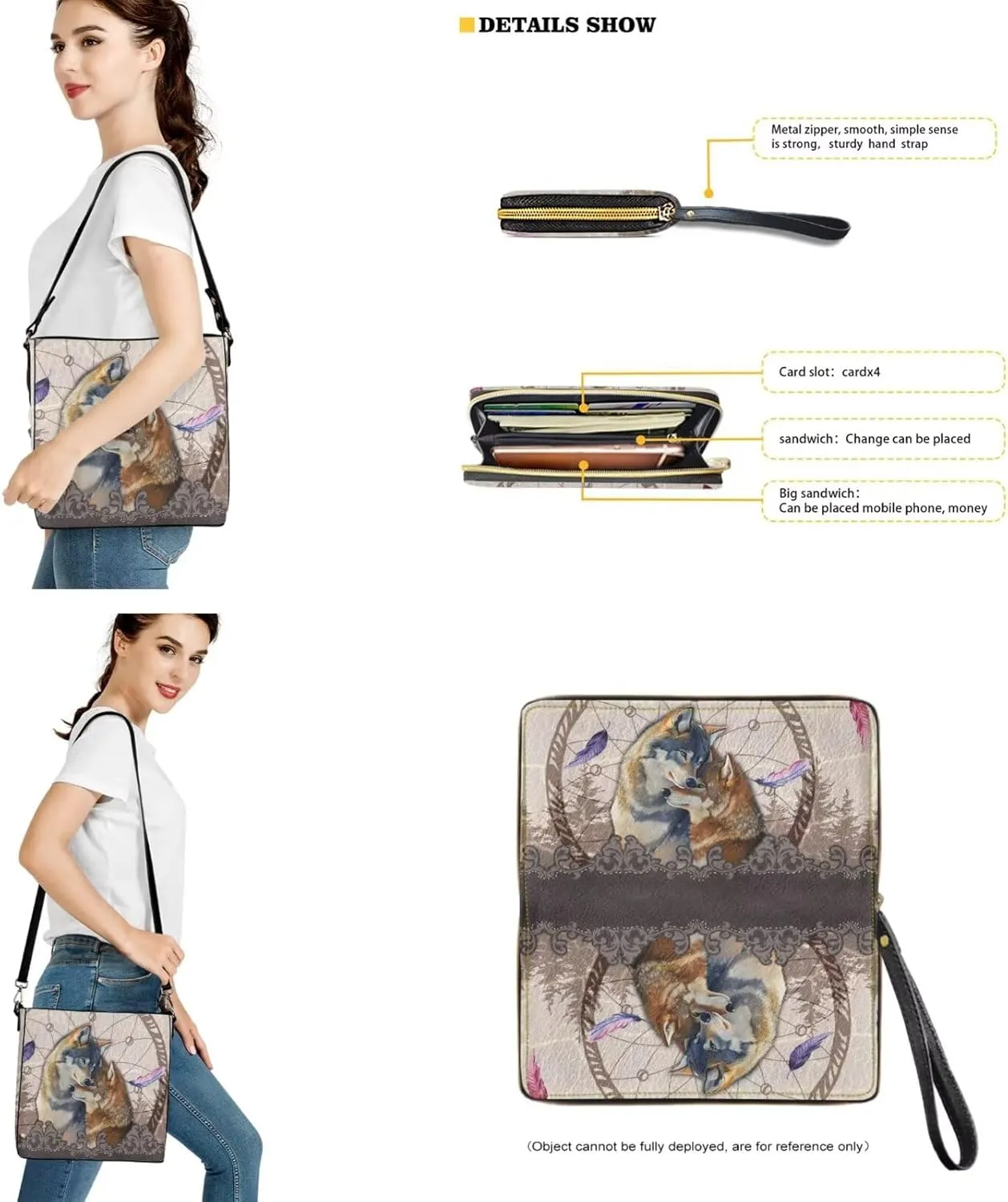 Lotusorchid Bucket Purse and Wallet Set, Leather Crossbody Shoulder Handbag Hobo Bag with Adjustable Strap for Women