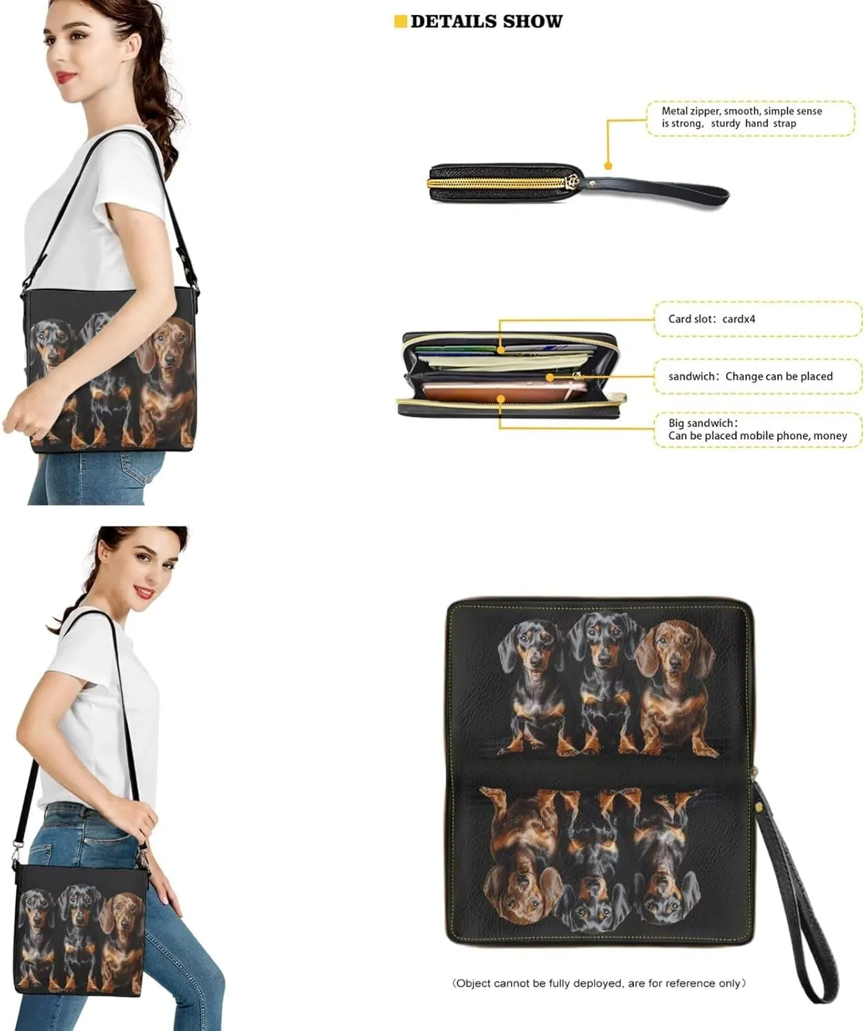 Lotusorchid Bucket Purse and Wallet Set, Leather Crossbody Shoulder Handbag Hobo Bag with Adjustable Strap for Women