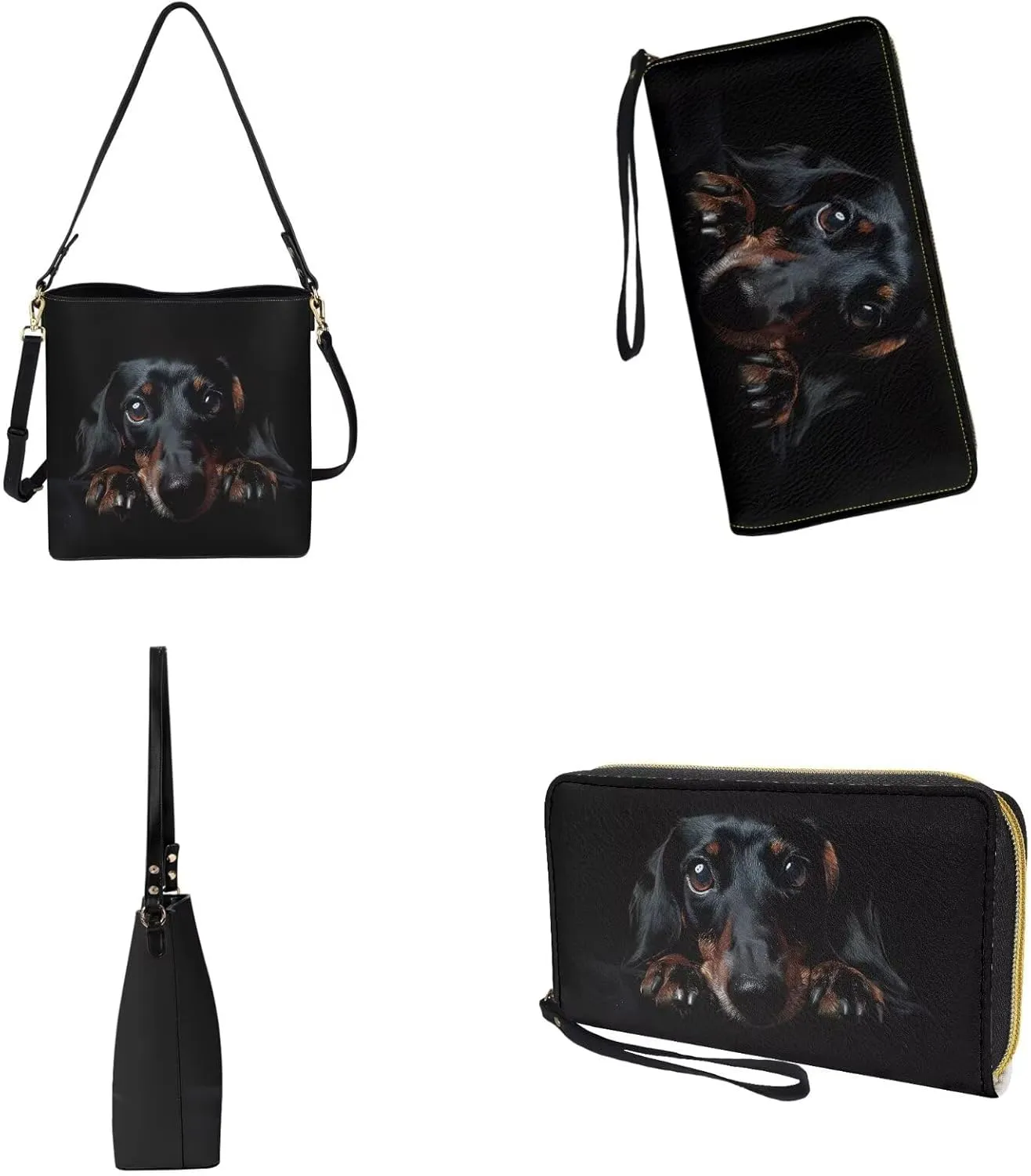 Lotusorchid Crossbody Handbag Bucket Purse Satchel Bag with Leather Wallet Adjustable Strap for Women Daily Use