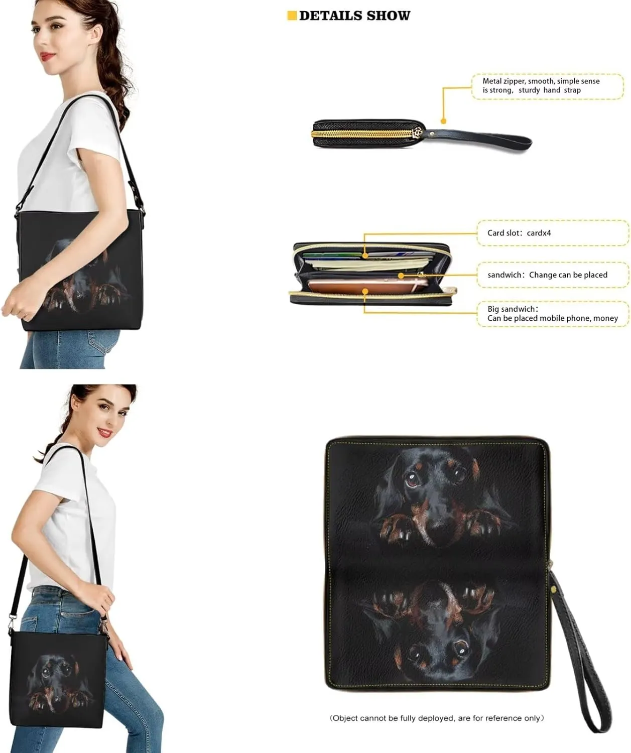 Lotusorchid Crossbody Handbag Bucket Purse Satchel Bag with Leather Wallet Adjustable Strap for Women Daily Use