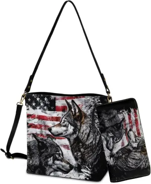 Lotusorchid Crossbody Handbag Bucket Purse Satchel Bag with Leather Wallet Adjustable Strap for Women Daily Use