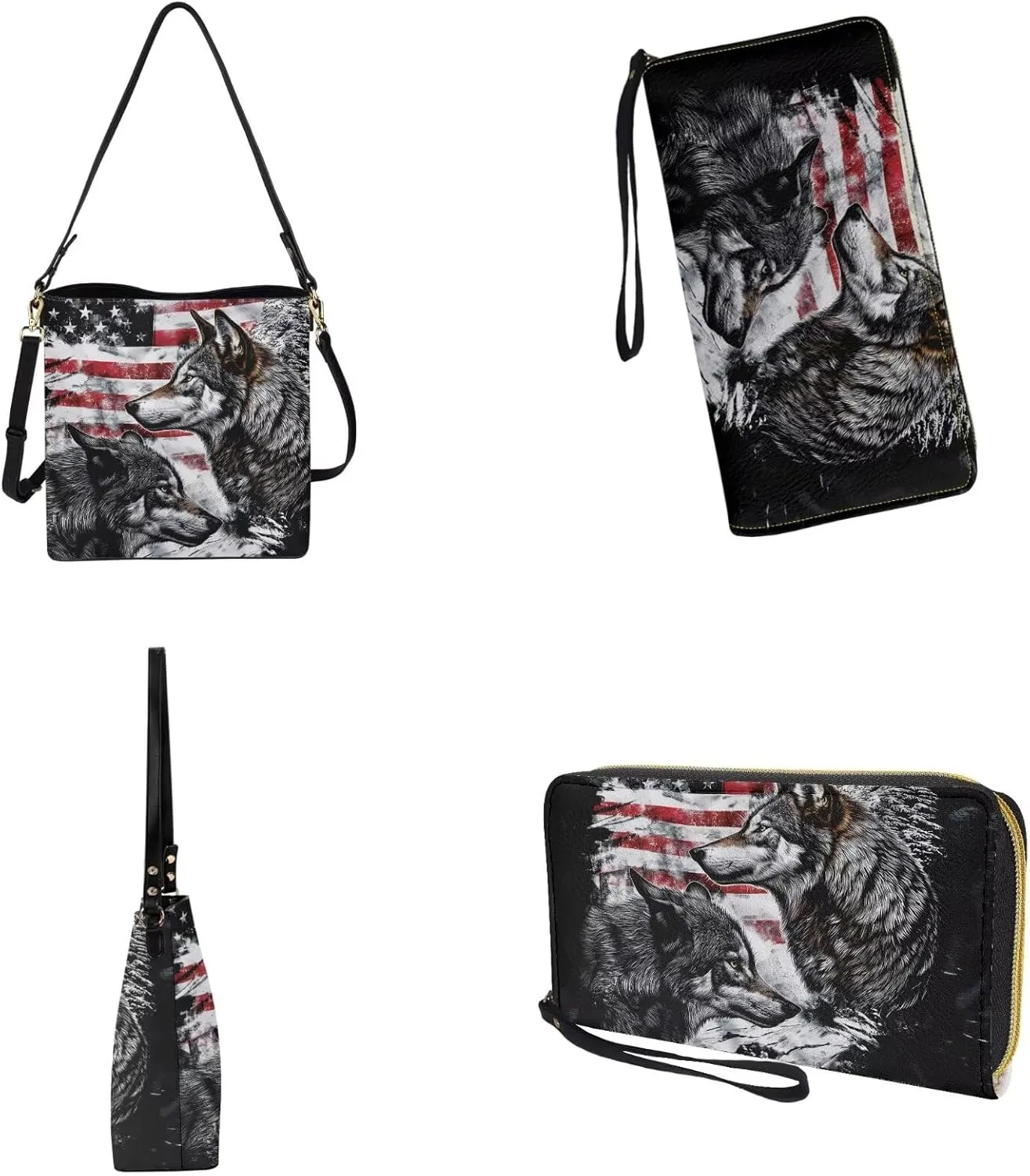 Lotusorchid Crossbody Handbag Bucket Purse Satchel Bag with Leather Wallet Adjustable Strap for Women Daily Use