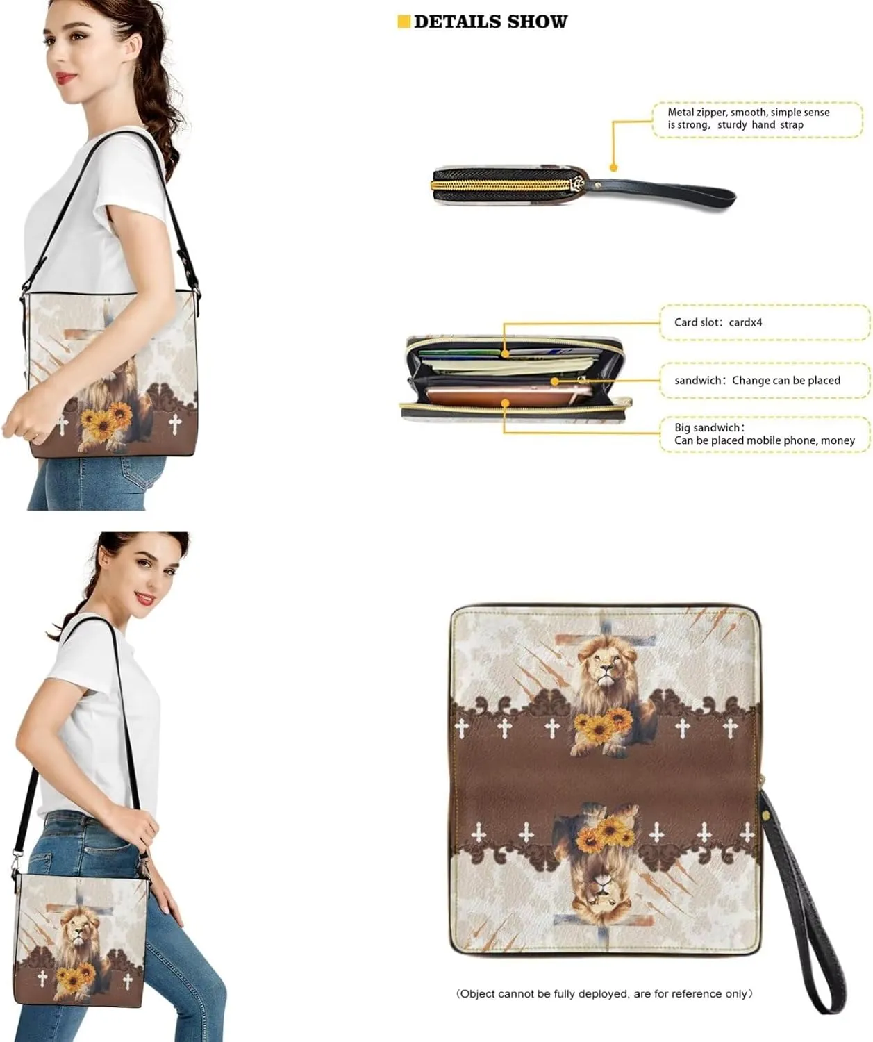 Lotusorchid Crossbody Handbag Bucket Purse Satchel Bag with Leather Wallet Adjustable Strap for Women Daily Use
