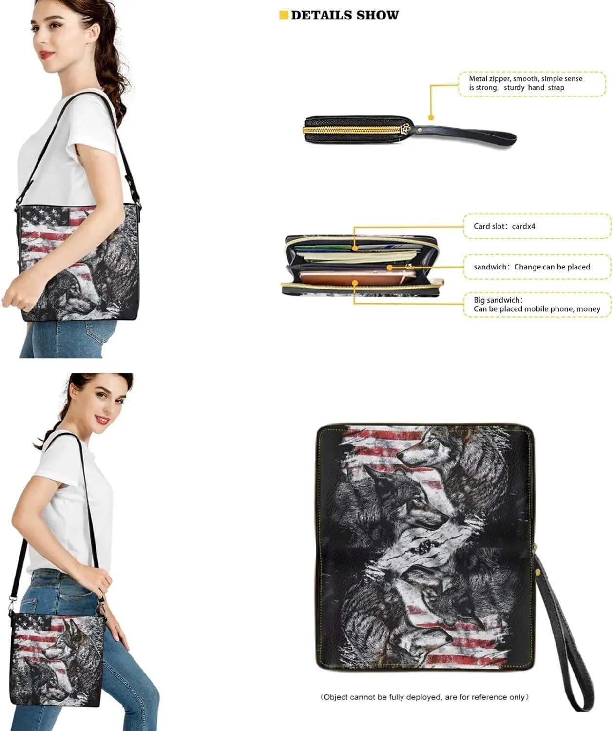 Lotusorchid Crossbody Handbag Bucket Purse Satchel Bag with Leather Wallet Adjustable Strap for Women Daily Use