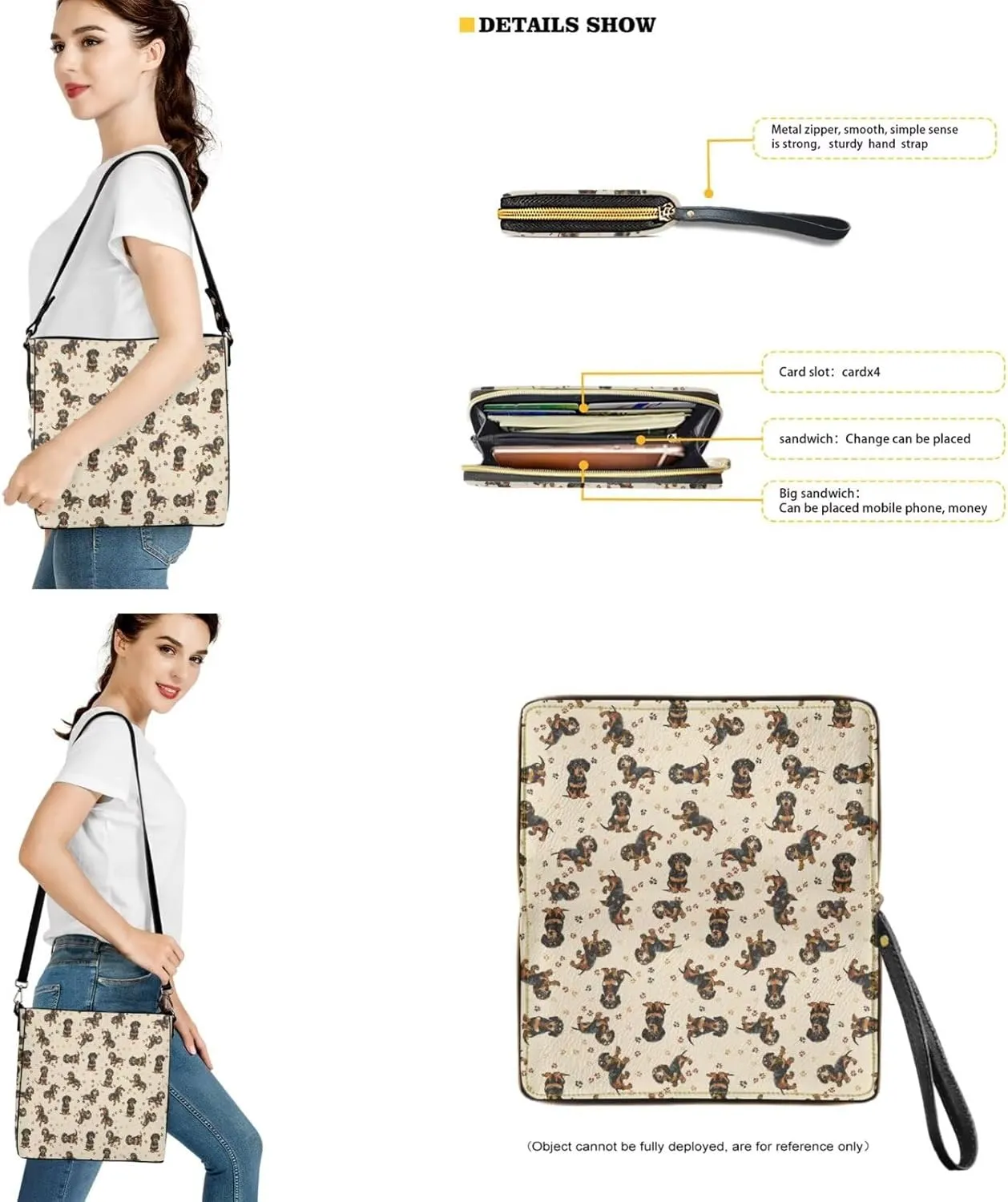 Lotusorchid Crossbody Handbag Bucket Purse Satchel Bag with Leather Wallet Adjustable Strap for Women Daily Use