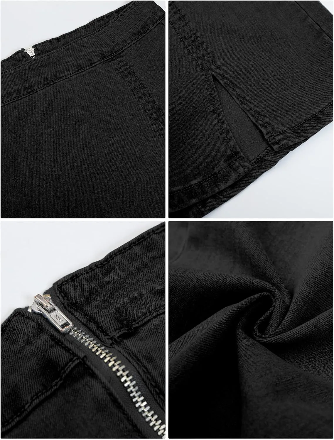 luvamia Jean Skirt for Women with Slit High Wasited Bodycon Stretch Pencil Mini Short Denim Skirts
