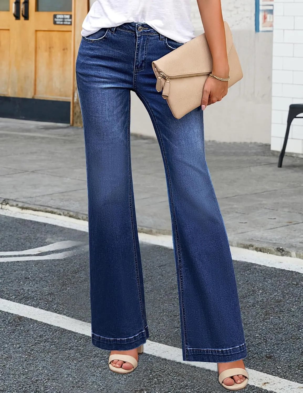 luvamia Wide Leg Jeans for Women High Waist Stretchy Classic Baggy Flare Jeans Denim Pants for Women