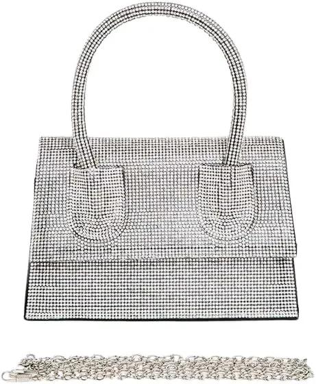 Luxury Rhinestone Convertible Top Handle Clutch Bag Womens Evening Handbag for brides, bridesmaids,Weddings, Cocktail