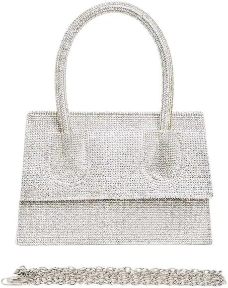 Luxury Rhinestone Convertible Top Handle Clutch Bag Womens Evening Handbag for brides, bridesmaids,Weddings, Cocktail