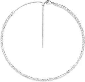 Luxval Tennis Necklaces for Women Dainty Silver Rhinestone Simple Sparkly Diamond Choker Necklaces for Women Trendy Jewelry Gifts