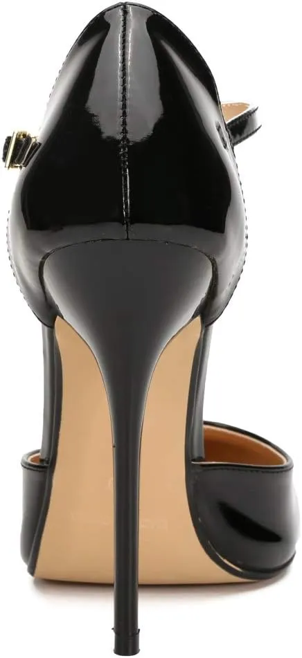 MAIERNISI JESSI Unisex Men's Women's Round Toe Ankle Buckle D-Orsay Stiletto High Heel Pumps