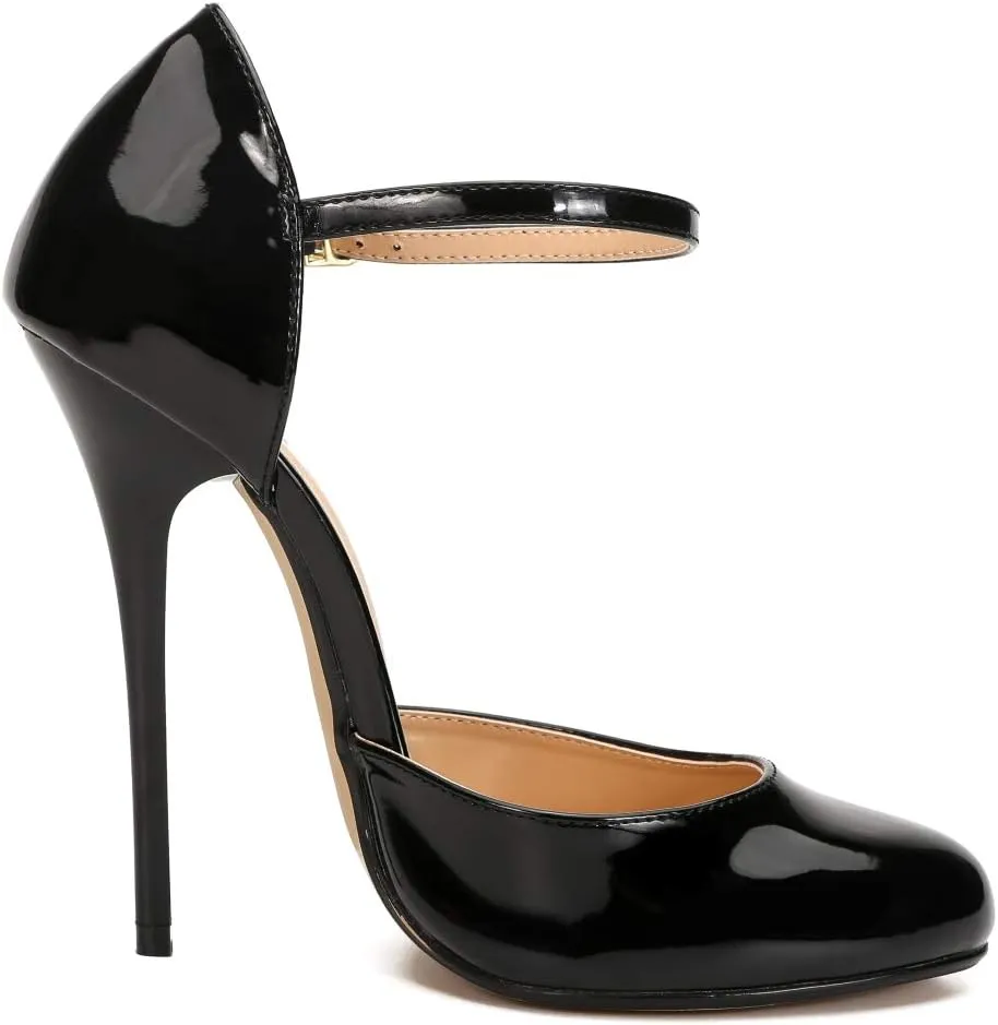 MAIERNISI JESSI Unisex Men's Women's Round Toe Ankle Buckle D-Orsay Stiletto High Heel Pumps