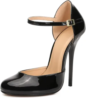 MAIERNISI JESSI Unisex Men's Women's Round Toe Ankle Buckle D-Orsay Stiletto High Heel Pumps