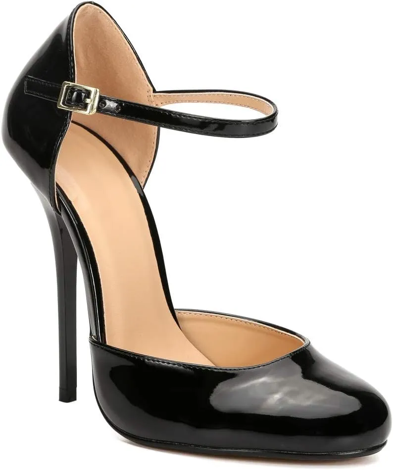 MAIERNISI JESSI Unisex Men's Women's Round Toe Ankle Buckle D-Orsay Stiletto High Heel Pumps