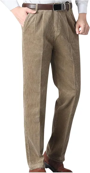 Men/Boys Office Wear Formal Smart Work Trousers Corduroy Trouser Casual Straight Leg Pants Solid Color Trouser