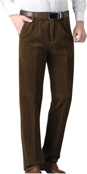 Men/Boys Office Wear Formal Smart Work Trousers Corduroy Trouser Casual Straight Leg Pants Solid Color Trouser
