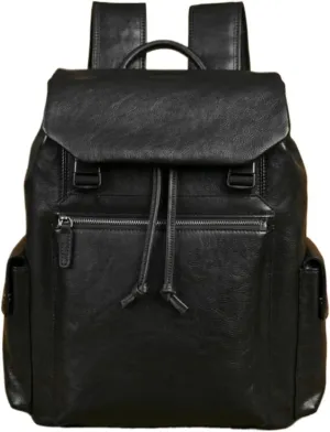 Mens Backpacks Genuine Leather Laptop Bags Briefcases Computers Bags Casual Daypack Travel Bags Luggage Bags 15Inch(Black)