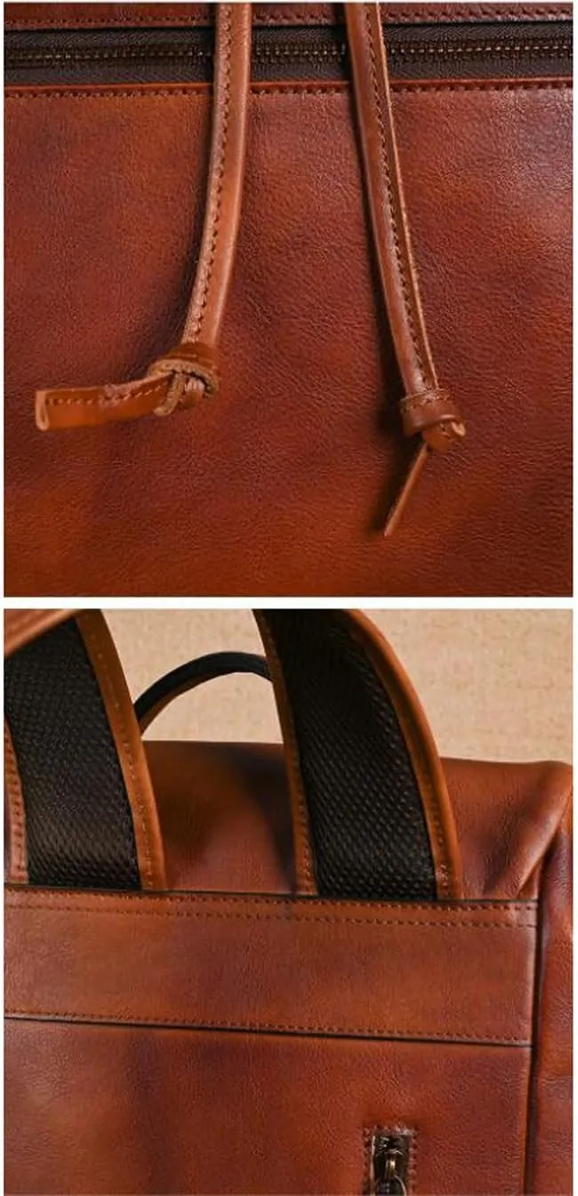 Mens Backpacks Genuine Leather Laptop Bags Briefcases Computers Bags Casual Daypack Travel Bags Luggage Bags 15Inch(Black)