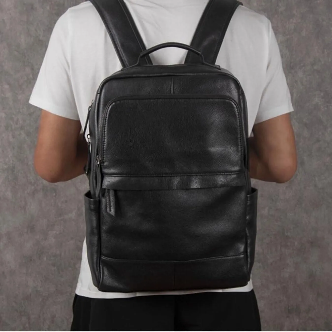 Mens Backpacks Luggage Travel Bags Bookbags Genuine Leather Casual Daypack Briefcases Laptop Bags(Brown)