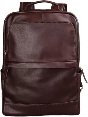 Mens Backpacks Luggage Travel Bags Bookbags Genuine Leather Casual Daypack Briefcases Laptop Bags(Brown)