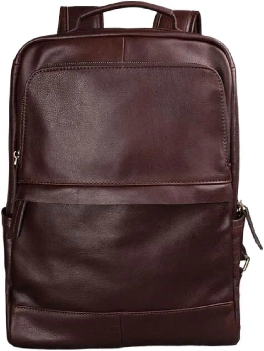 Mens Backpacks Luggage Travel Bags Bookbags Genuine Leather Casual Daypack Briefcases Laptop Bags(Brown)