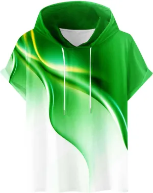 Mens Boys Light Weight Short Sleeve Hoodie Casual Pullover Hooded T-Shirt 3D Line Colorful Graphic Printed Casual Shirts