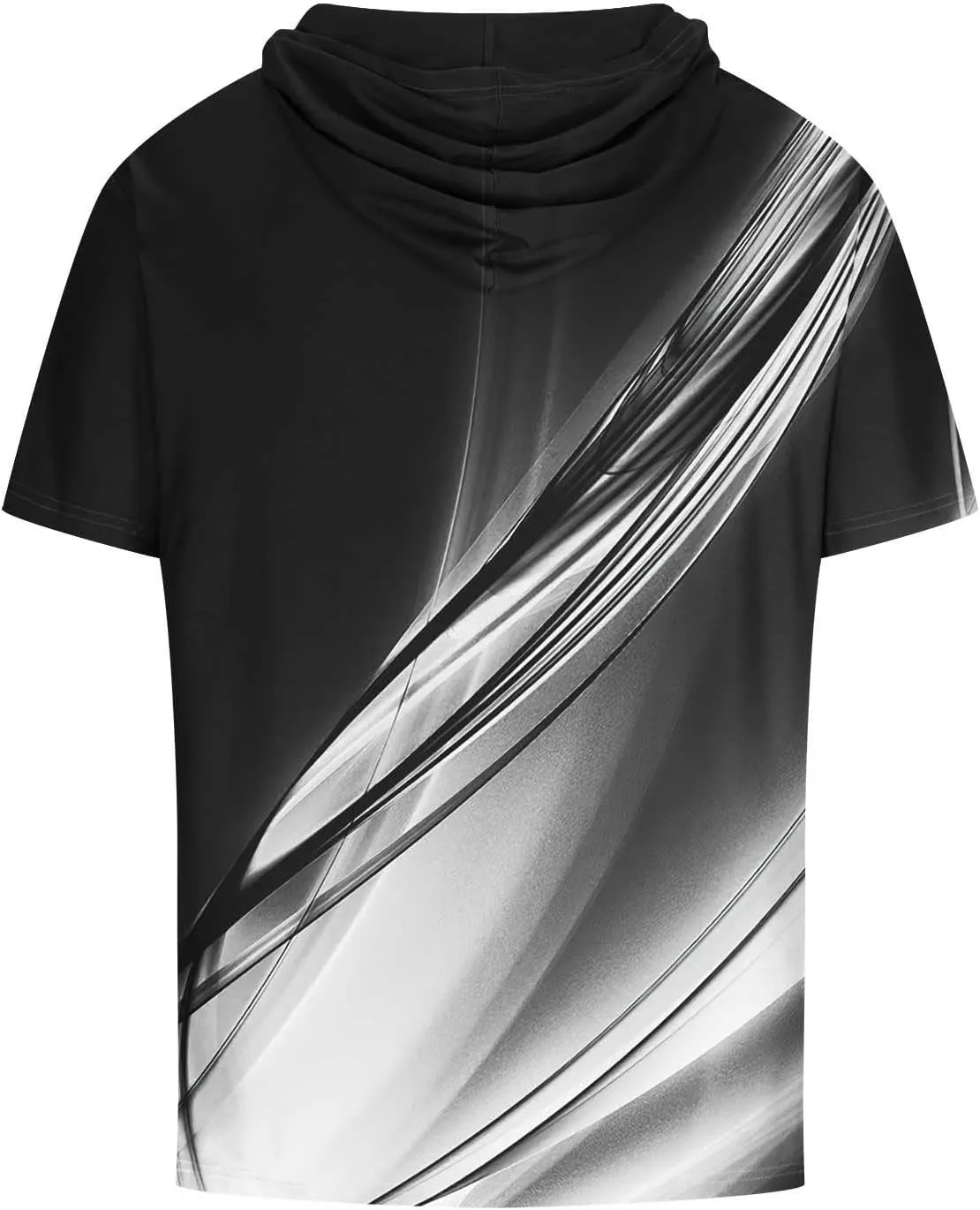 Mens Boys Light Weight Short Sleeve Hoodie Casual Pullover Hooded T-Shirt 3D Line Colorful Graphic Printed Casual Shirts
