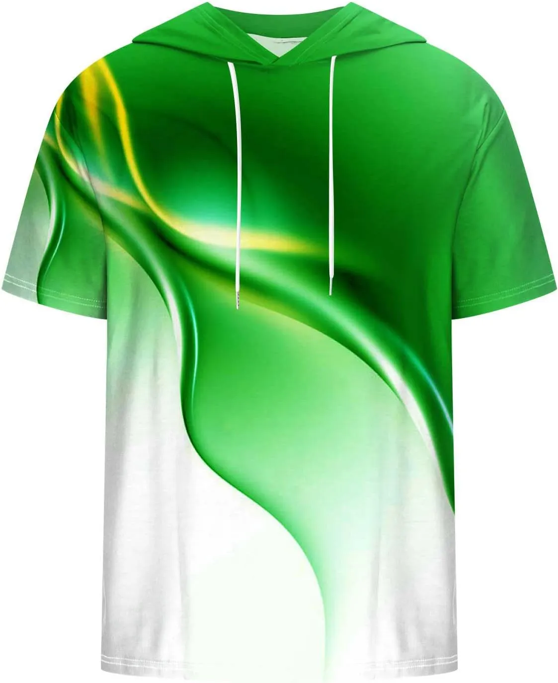 Mens Boys Light Weight Short Sleeve Hoodie Casual Pullover Hooded T-Shirt 3D Line Colorful Graphic Printed Casual Shirts