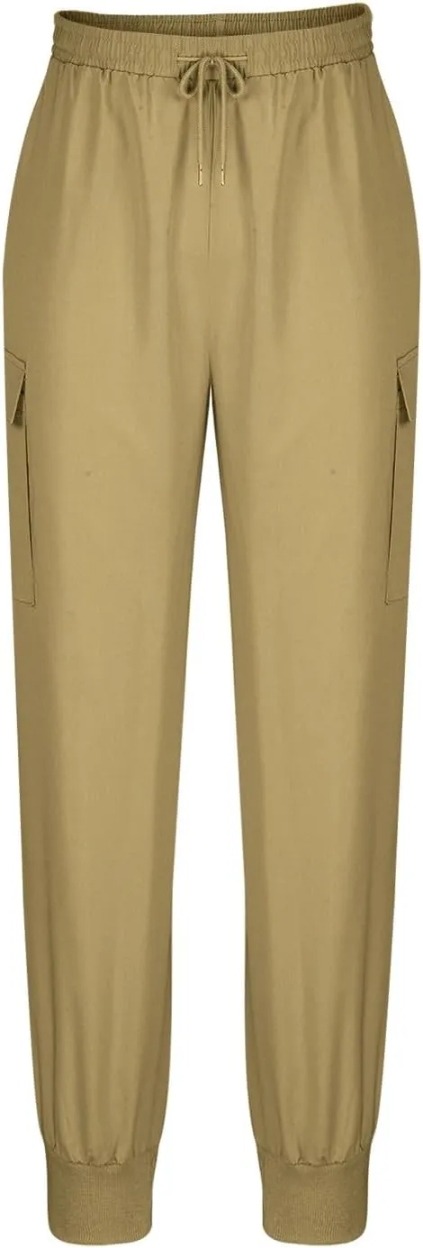 Men's Cargo Pants Joggers Sweatpants Casual Cotton Trousers Elasticated Waist Drawstring Pant Solid Color Bottoms