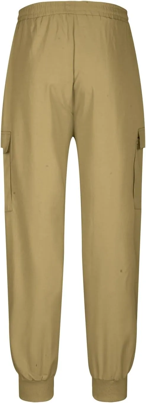 Men's Cargo Pants Joggers Sweatpants Casual Cotton Trousers Elasticated Waist Drawstring Pant Solid Color Bottoms