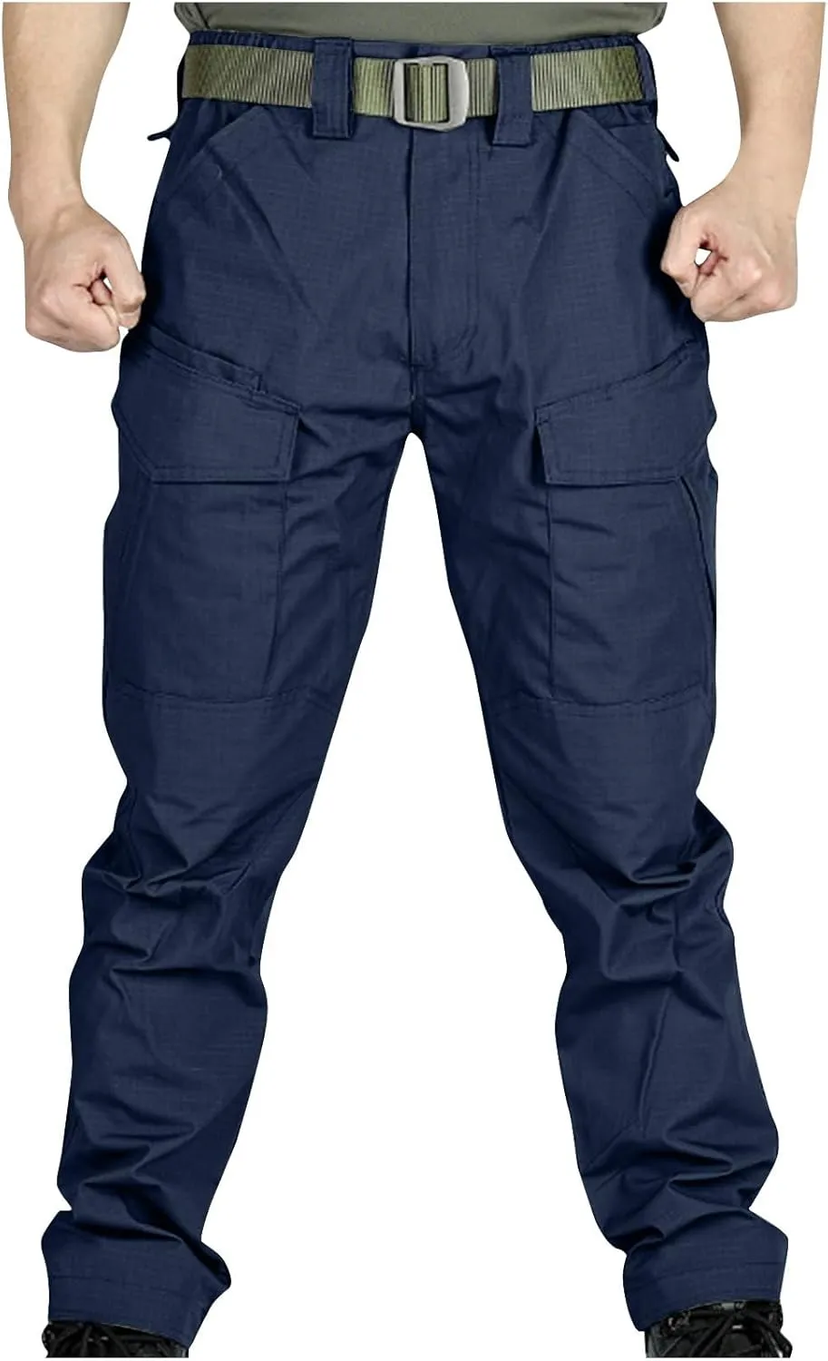 Men's Cargo Work Trousers Hiking Tactical Trouser Elastic Waist Jogger Sports Pants Straight Leg Pant Outdoor Travel