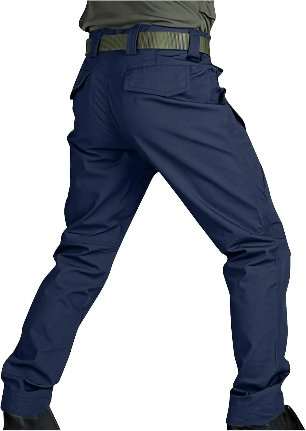 Men's Cargo Work Trousers Hiking Tactical Trouser Elastic Waist Jogger Sports Pants Straight Leg Pant Outdoor Travel